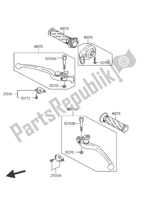 Tutte le parti per il Leva Della Maniglia del Kawasaki KLV 1000 2005