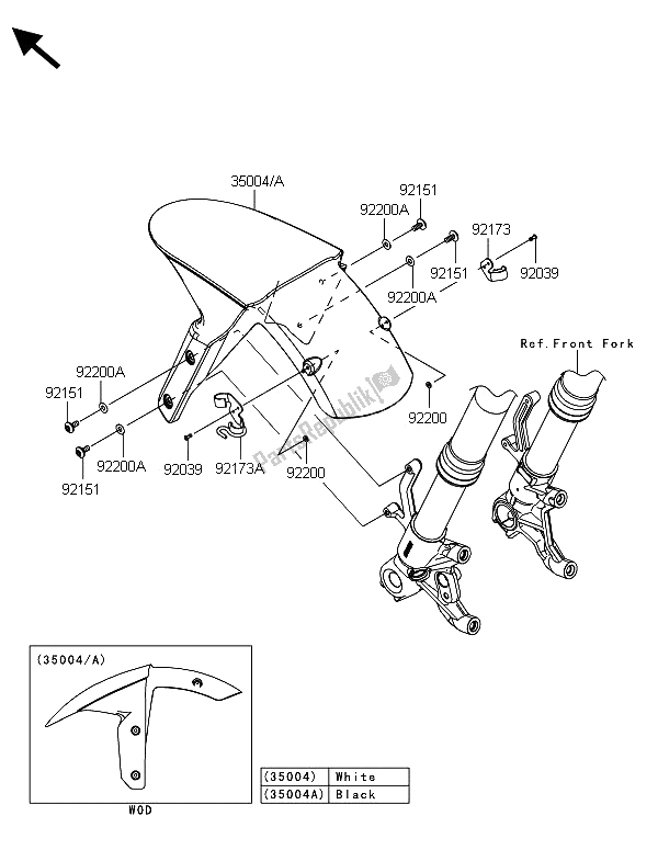 Tutte le parti per il Parafango Anteriore del Kawasaki Ninja ZX 6R ABS 600 2013