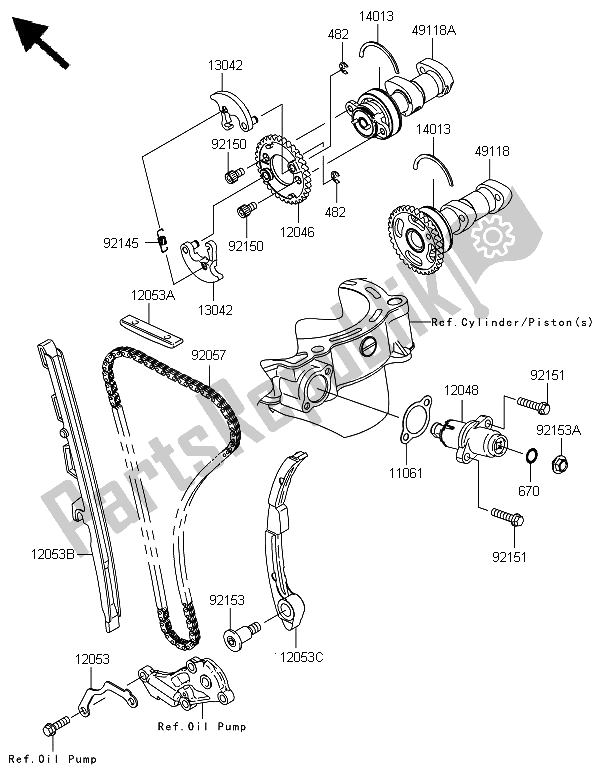 Toutes les pièces pour le Arbre à Cames Et Tendeur du Kawasaki KX 450F 2008