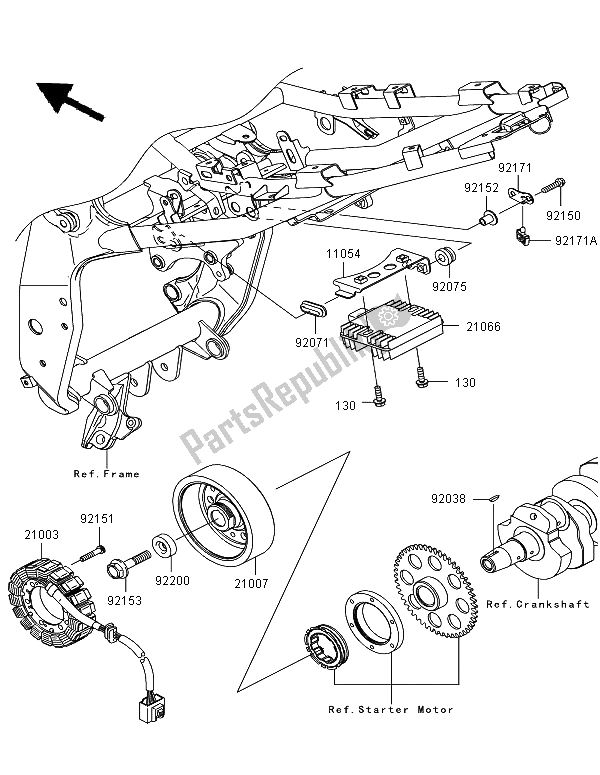 All parts for the Generator of the Kawasaki Z 750R 2011