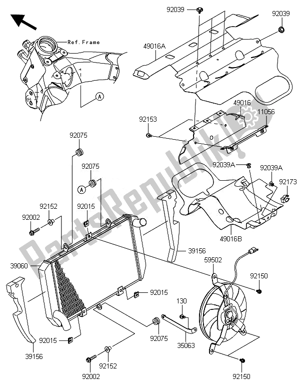 Todas las partes para Radiador de Kawasaki ZX 1000 SX 2014