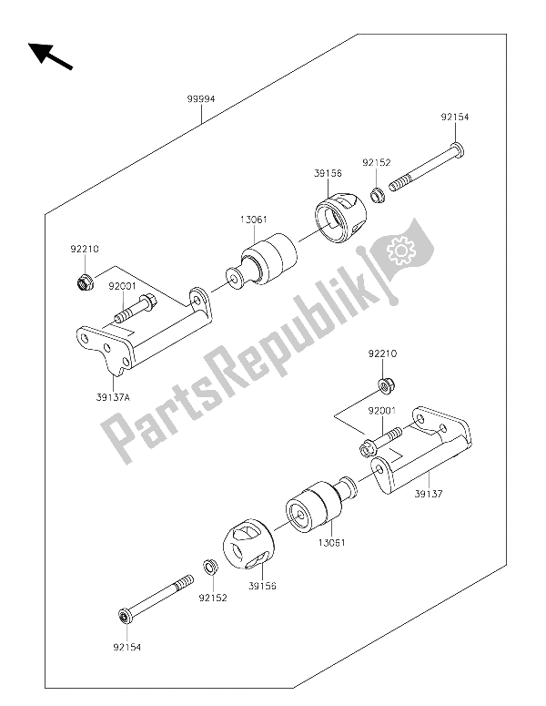 All parts for the Accessory (engine Guard) of the Kawasaki Z 300 ABS 2015