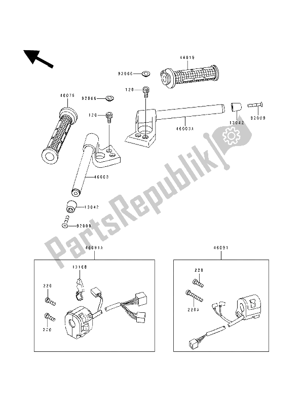 All parts for the Handlebar of the Kawasaki ZZ R 1100 1994