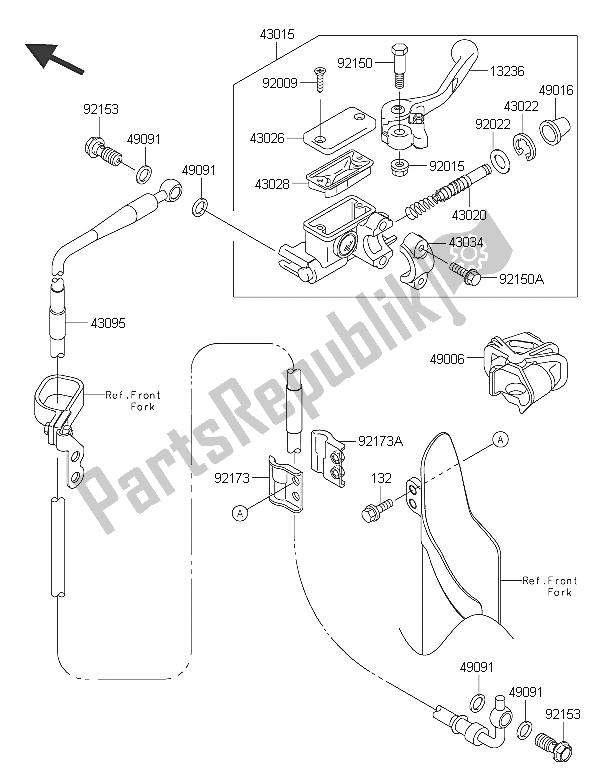 Tutte le parti per il Pompa Freno Anteriore del Kawasaki KX 85 SW 2016