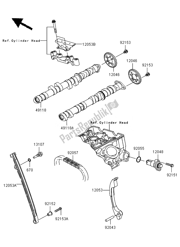 All parts for the Camshaft(s) & Tensioner of the Kawasaki Ninja ZX 6R 600 2011