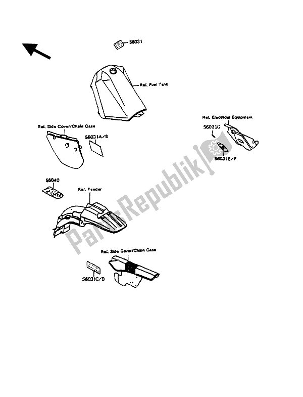 Toutes les pièces pour le Étiquettes du Kawasaki KMX 125 1992