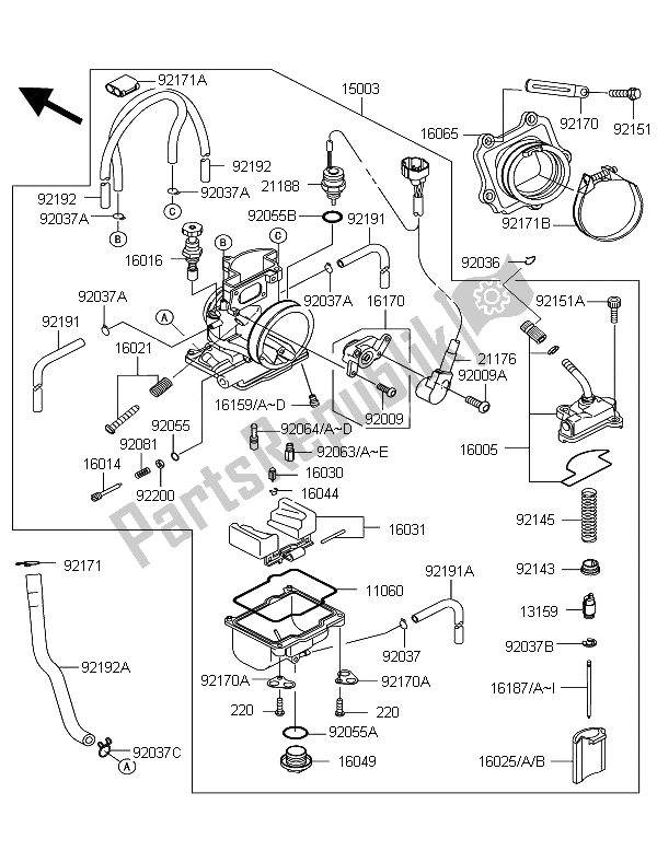 Todas las partes para Carburador de Kawasaki KX 250 2006