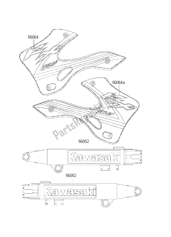 All parts for the Decals of the Kawasaki KX 125 2002