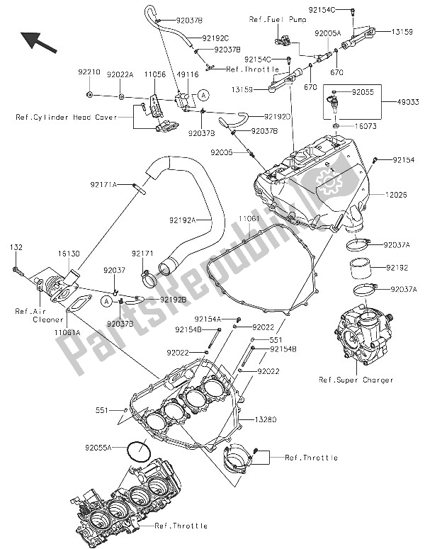 Tutte le parti per il Camera D'aria del Kawasaki Ninja H2 1000 2016