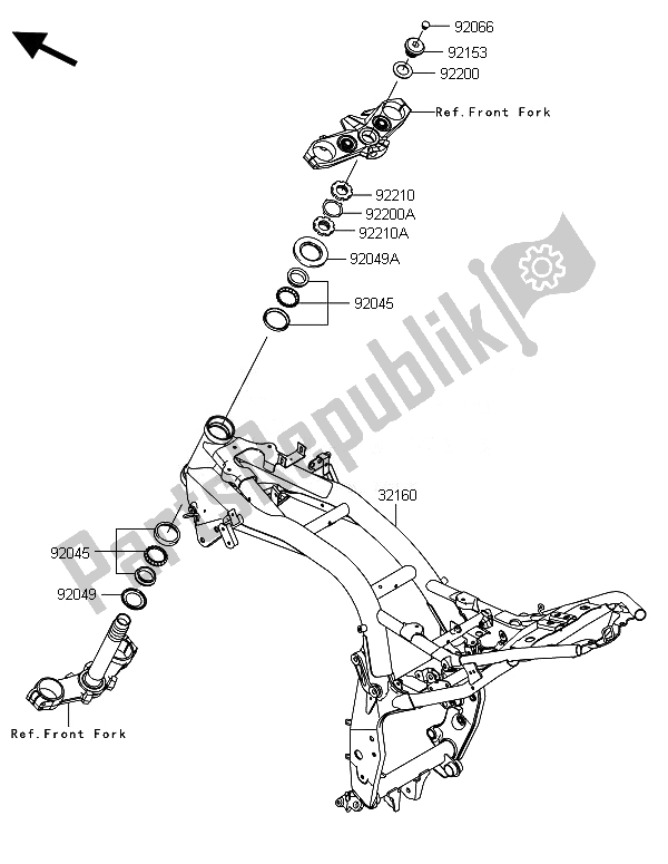 All parts for the Frame of the Kawasaki Z 800 ABS DEF 2014