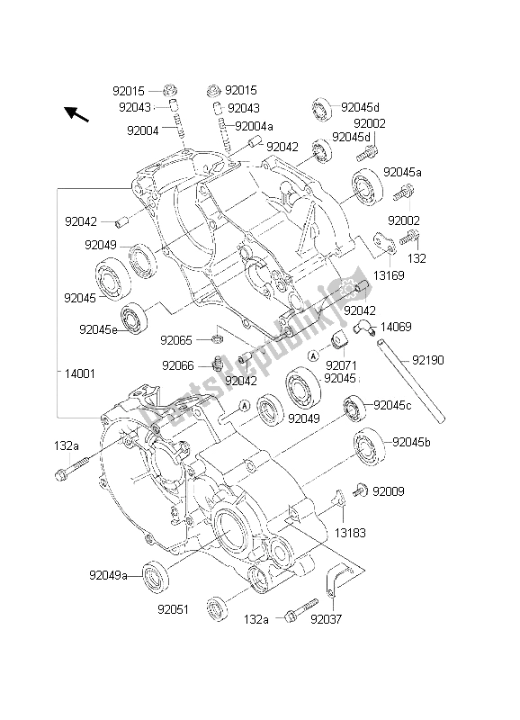 All parts for the Crankcase of the Kawasaki KX 85 LW 2002