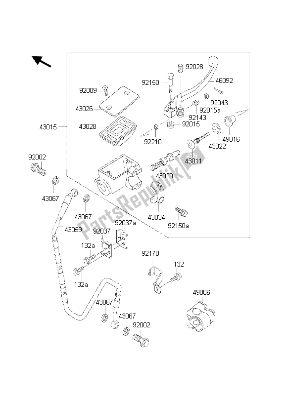 Tutte le parti per il Pompa Freno Anteriore del Kawasaki KX 500 1998