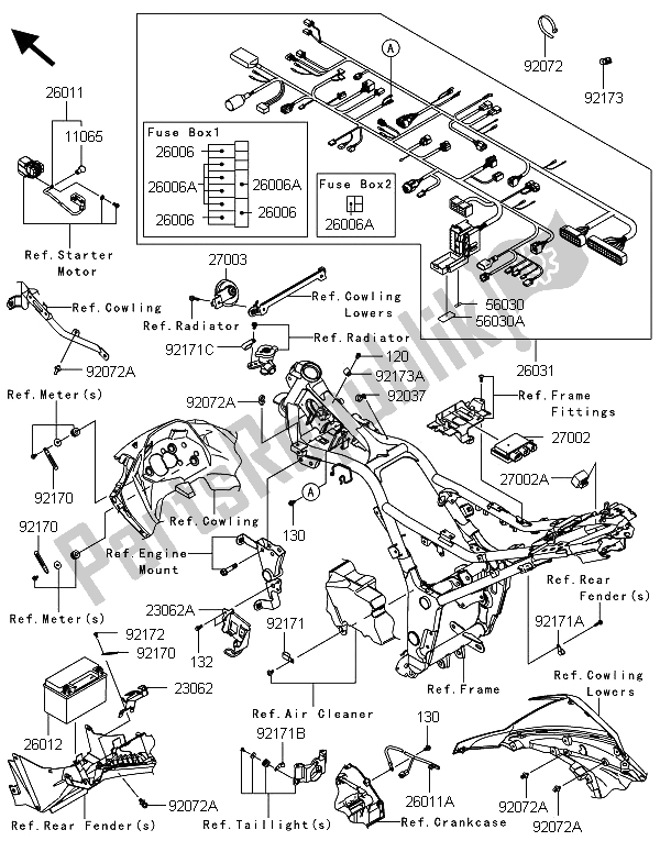 Alle onderdelen voor de Chassis Elektrische Apparatuur van de Kawasaki Ninja 300 2013