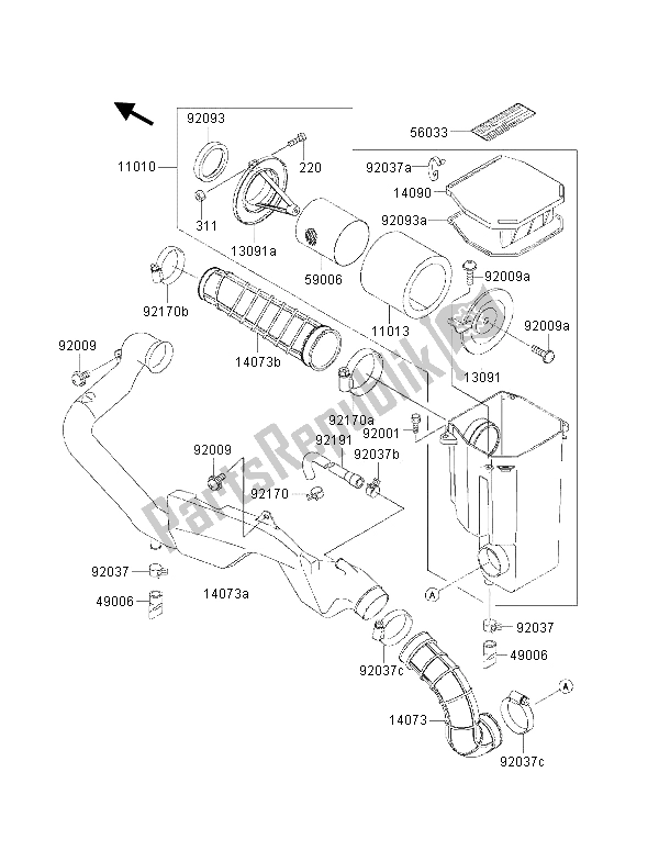 Wszystkie części do Od? Wie? Acz Powietrza Kawasaki KVF 300 2001