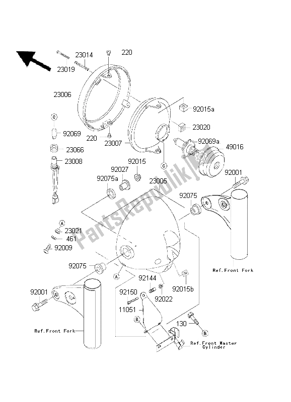 Alle onderdelen voor de Koplamp van de Kawasaki W 650 2001