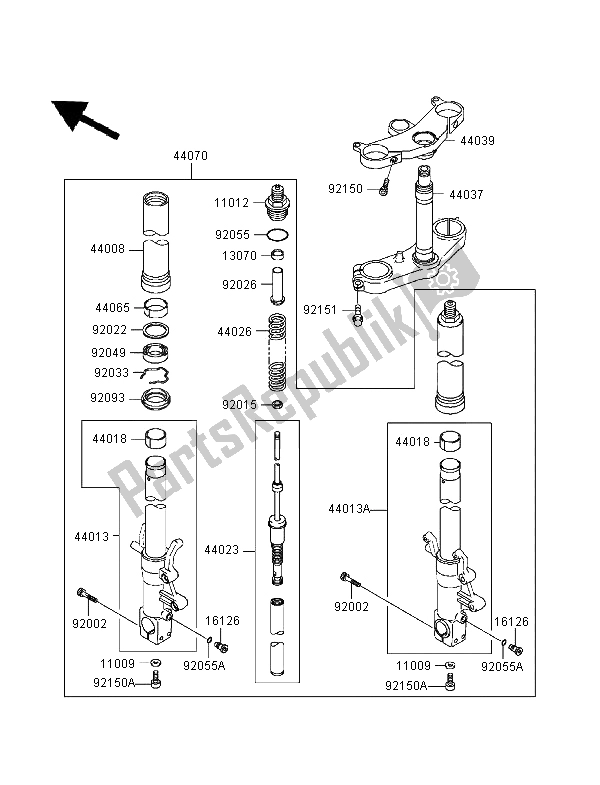 Todas las partes para Tenedor Frontal de Kawasaki Ninja ZX 9R 900 1995