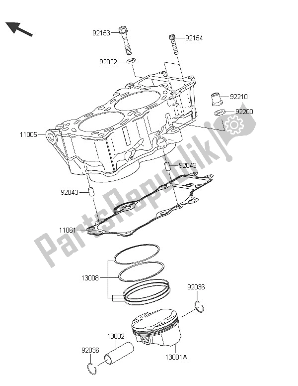 Wszystkie części do Cylinder I T? Ok (y) Kawasaki ER 6N 650 2016