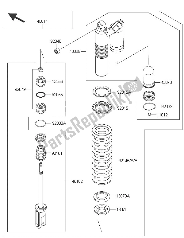 All parts for the Shock Absorber(s) of the Kawasaki KLX 450R 2016