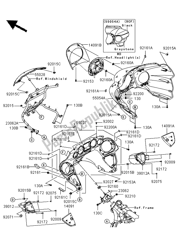 Toutes les pièces pour le Capot du Kawasaki VN 1700 Voyager ABS 2011