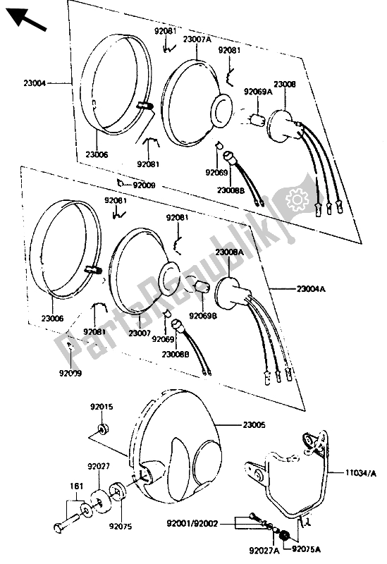 Tutte le parti per il Lampada Frontale del Kawasaki KE 125 1985