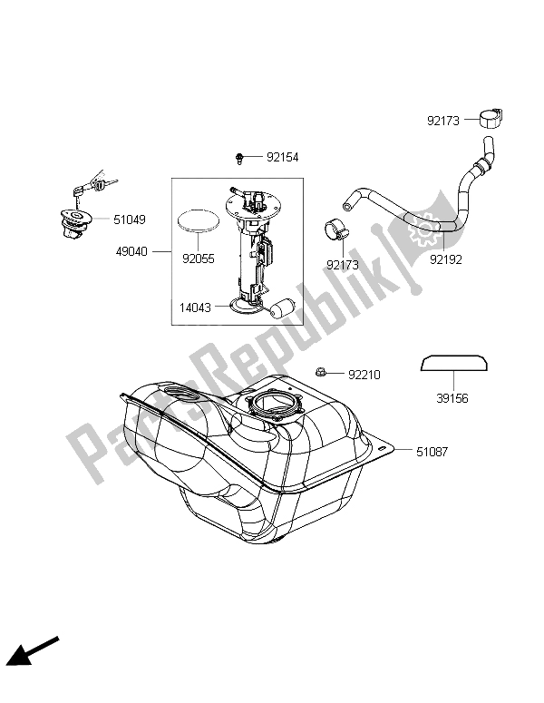 Todas las partes para Depósito De Combustible de Kawasaki J 300 2015