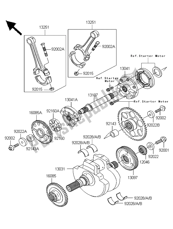 All parts for the Crankshaft of the Kawasaki VN 1600 Classic 2004