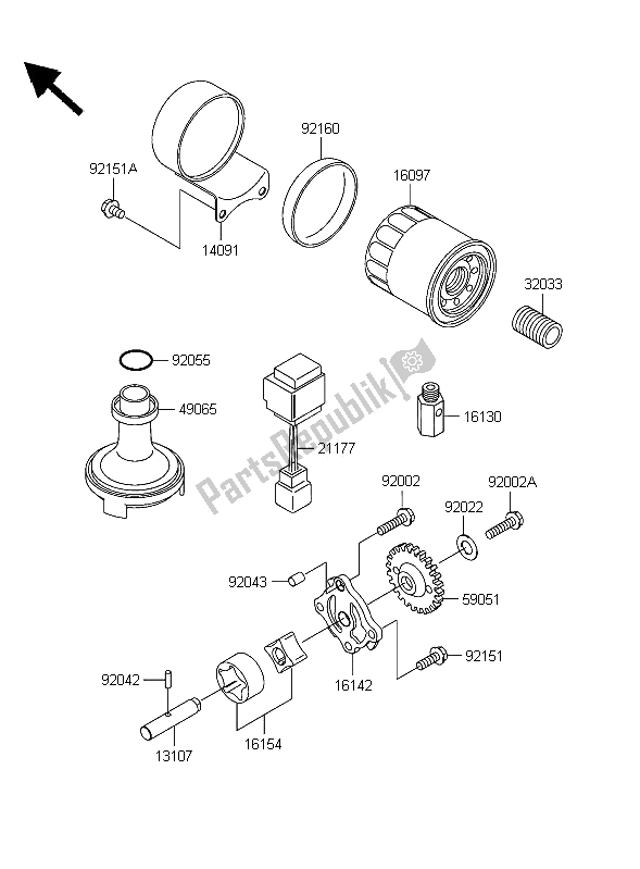 All parts for the Oil Pump of the Kawasaki W 650 2006