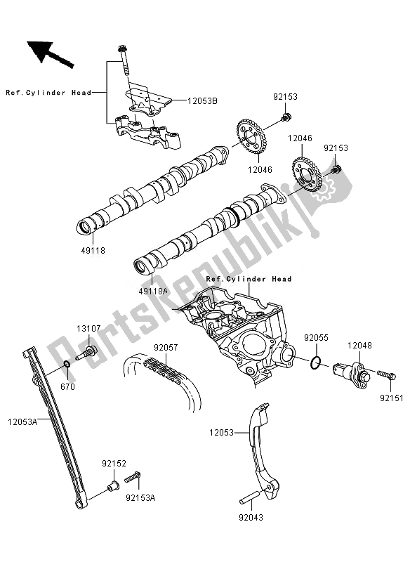 All parts for the Camshaft(s) & Tensioner of the Kawasaki Ninja ZX 6R 600 2010