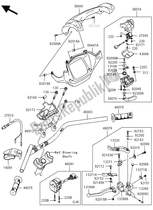 All parts for the Handle Bar of the Kawasaki KVF 750 4X4 2012