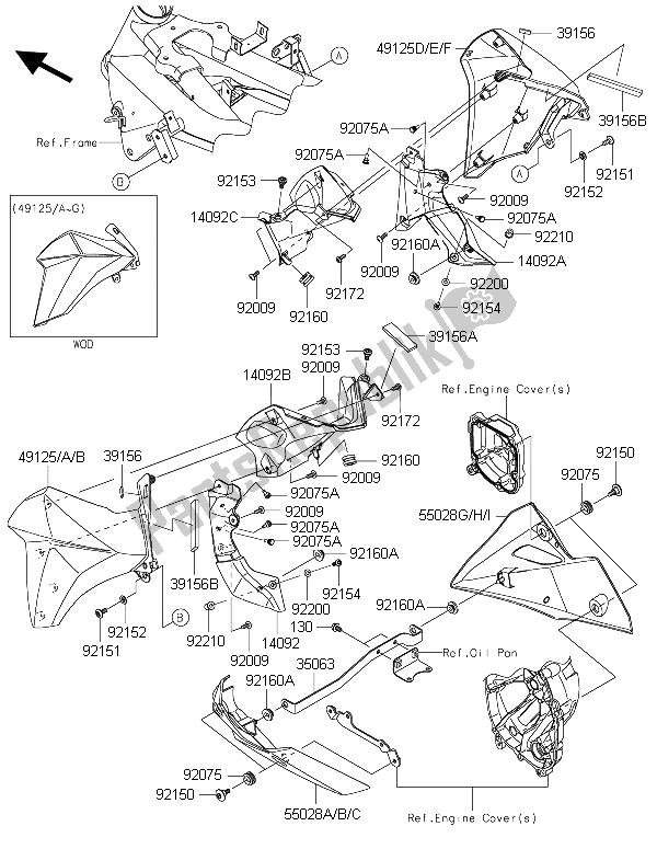 All parts for the Cowling Lowers of the Kawasaki Z 800 2015