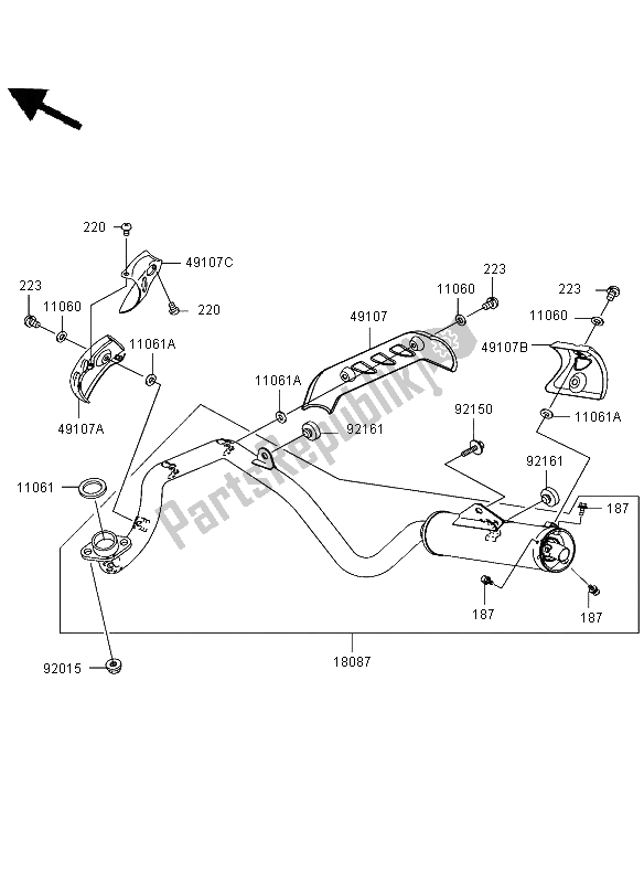 Todas as partes de Silencioso do Kawasaki KLX 110 2002