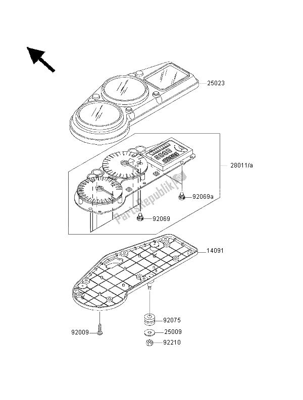 All parts for the Meter of the Kawasaki Ninja ZX 12R 1200 2000