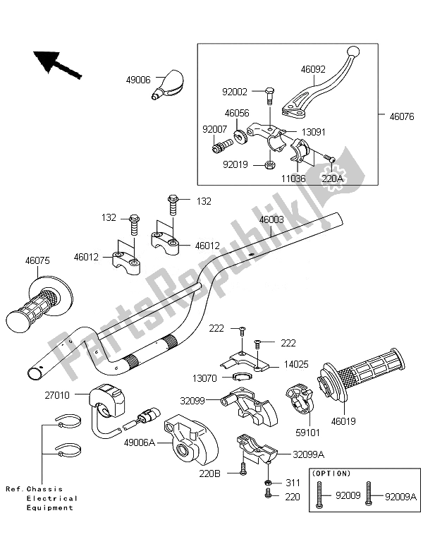 All parts for the Handlebar of the Kawasaki KLX 110 2007