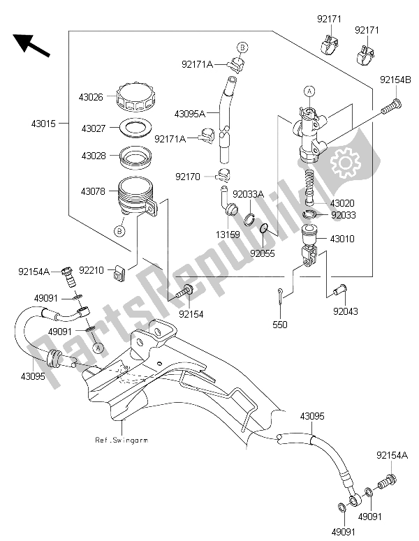 Wszystkie części do Tylny Cylinder G?ówny Kawasaki ER 6F 650 2015