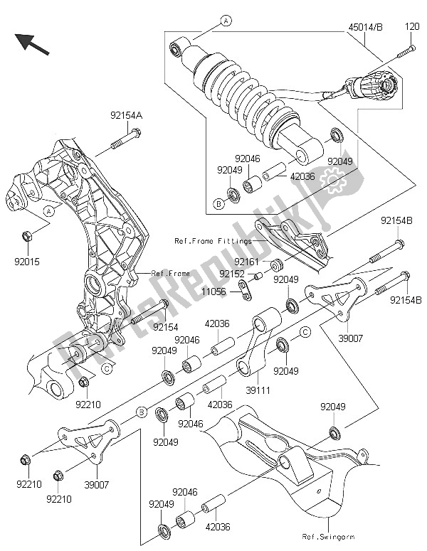 Todas as partes de Suspensão E Amortecedor do Kawasaki Z 1000 SX 2016