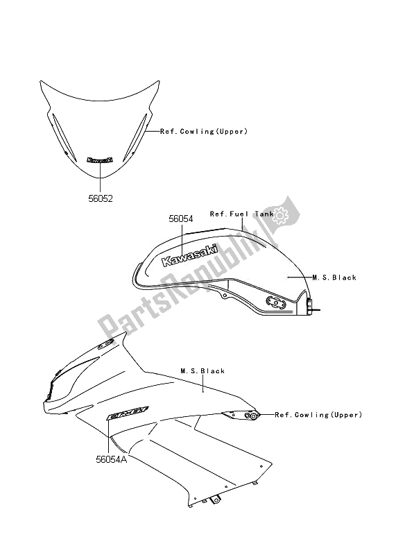 All parts for the Decals (m. S. Black) of the Kawasaki ER 6F 650 2011