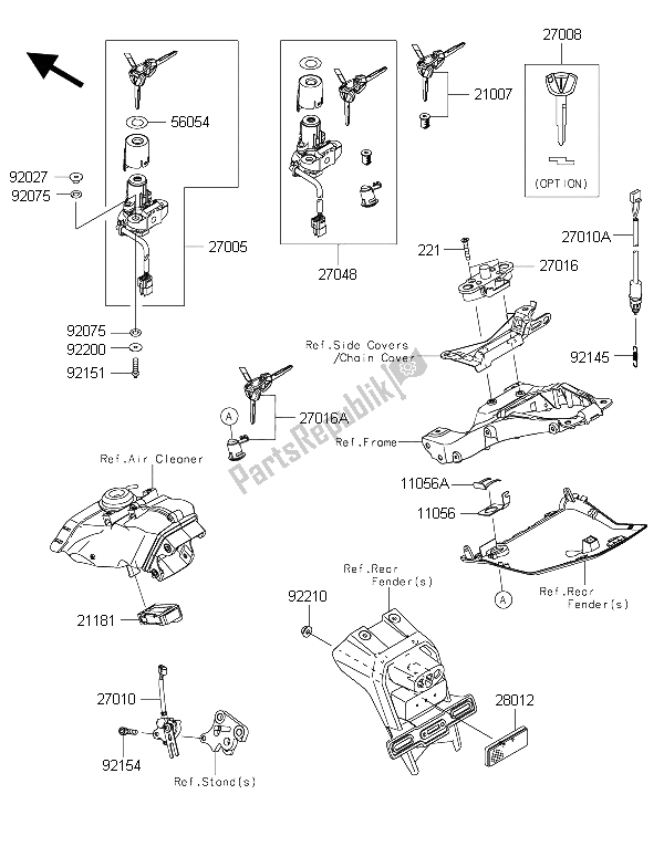 All parts for the Ignition Switch of the Kawasaki Ninja ZX 10R 1000 2015