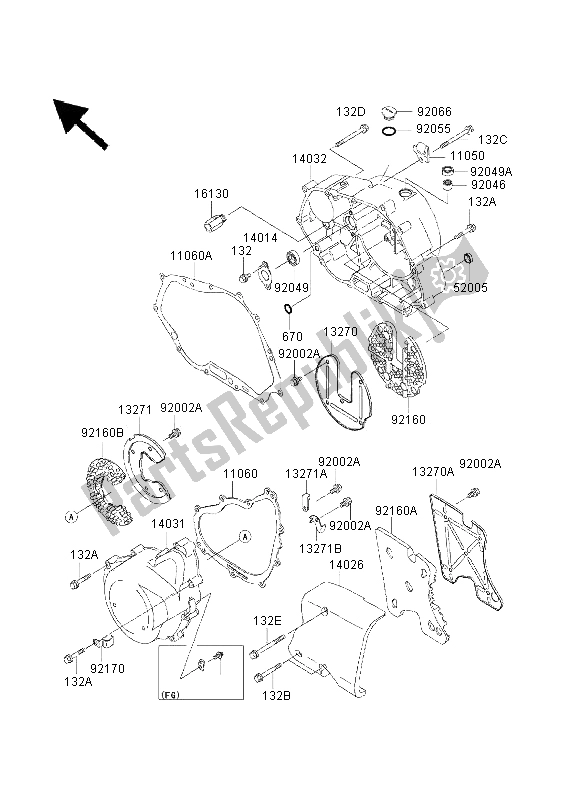 Tutte le parti per il Coperchio Del Motore del Kawasaki Eliminator 125 2000