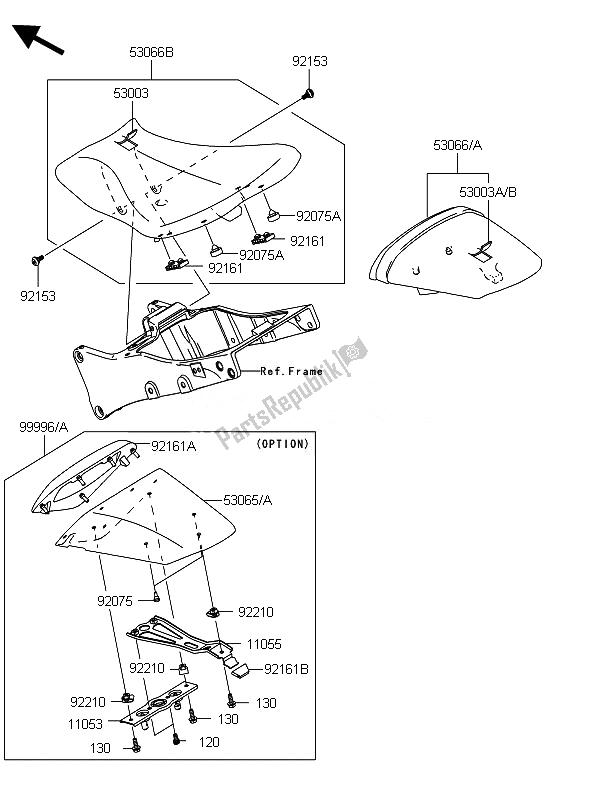 Todas as partes de Assento do Kawasaki Ninja ZX 10R 1000 2010