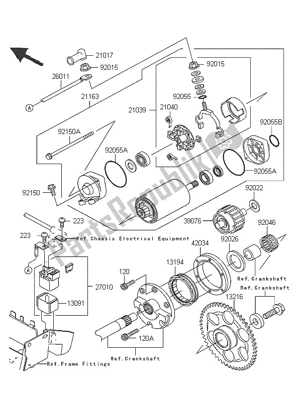 All parts for the Starter Motor of the Kawasaki VN 1600 Mean Streak 2005