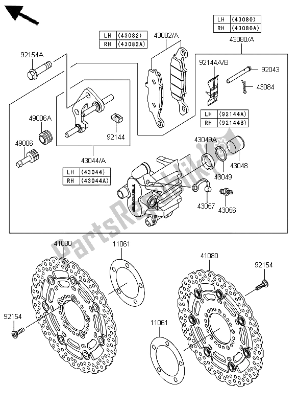 All parts for the Front Brake of the Kawasaki ER 6F 650 2012