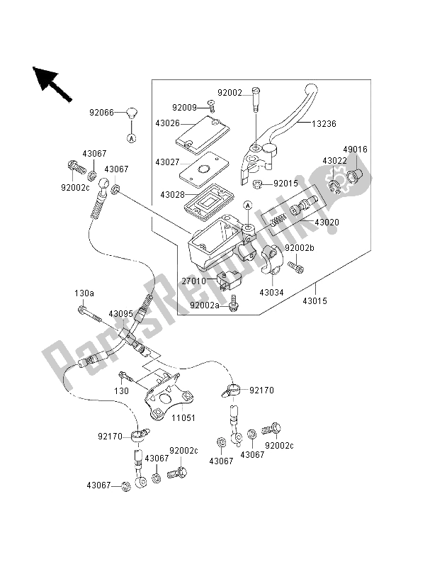 Wszystkie części do Przedni Cylinder G?ówny Kawasaki Ninja ZX 12R 1200 2000