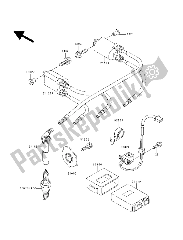 Tutte le parti per il Sistema Di Accensione del Kawasaki ZXR 400 1994