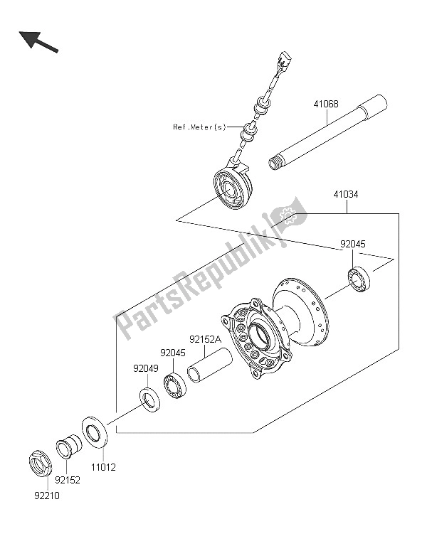 All parts for the Front Hub of the Kawasaki KLX 450R 2016