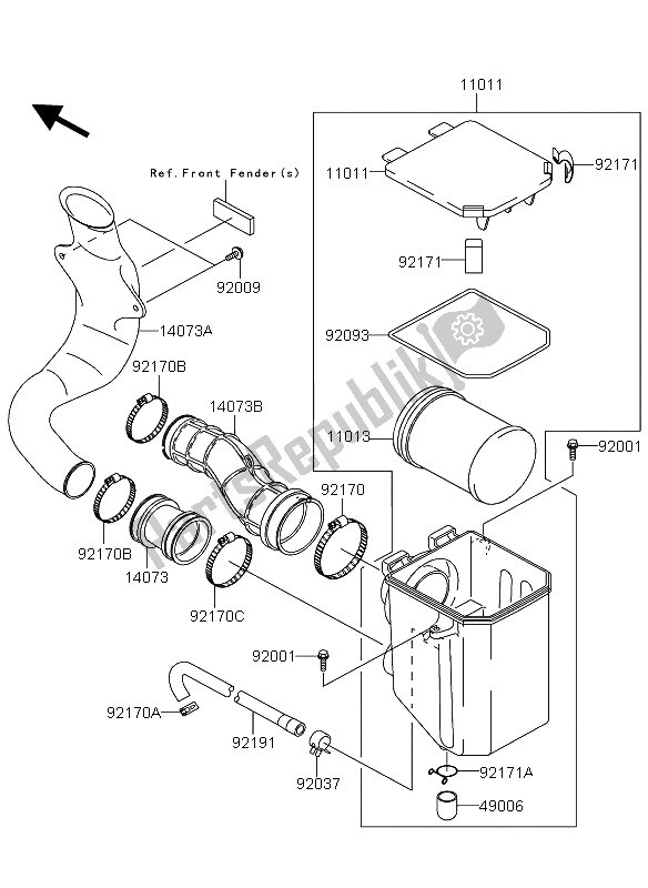 All parts for the Air Cleaner of the Kawasaki KVF 360 2006