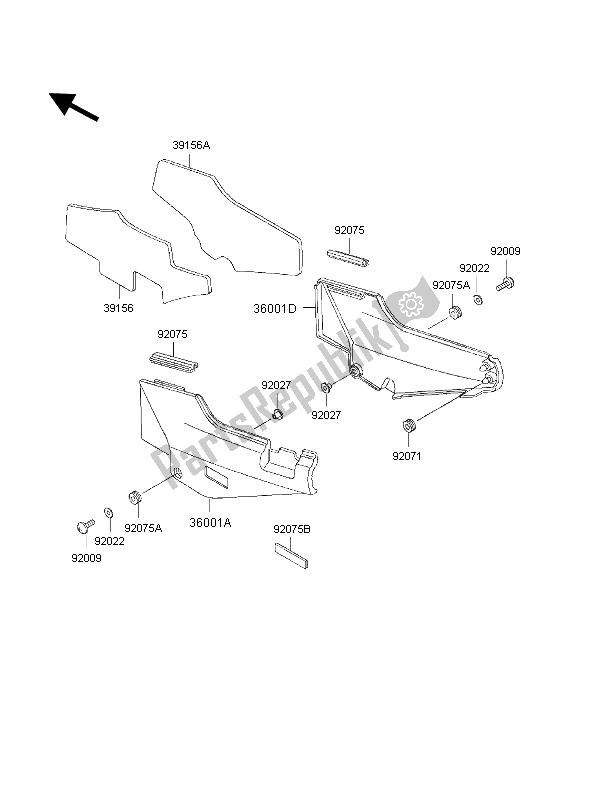 All parts for the Side Covers of the Kawasaki 1000 GTR 1997