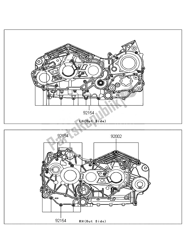 All parts for the Crankcase Bolt Pattern of the Kawasaki VN 1700 Voyager Custom ABS 2011