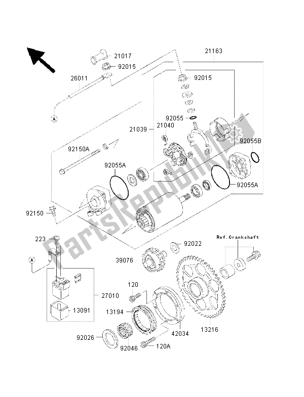 All parts for the Starter Motor of the Kawasaki VN 1500 Classic FI 2001