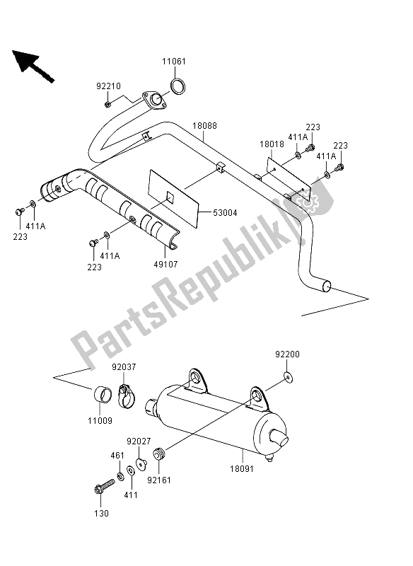 All parts for the Muffler of the Kawasaki KVF 360 4X4 2012