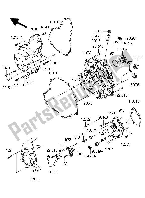 Todas las partes para Cubiertas Del Motor de Kawasaki ER 6F ABS 650 2009